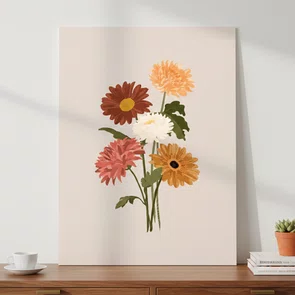 Placa Decorativa Buquê de Flores Estilo Modern Heritage