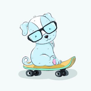 Placa Decorativa Cachorro Azul No Skate Placa Decorativa Cachorro Azul No Skate