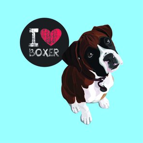 Placa Decorativa Cachorro Frase: "I Love Boxer" Azul Placa Decorativa Cachorro Frase: "I Love Boxer" Azul