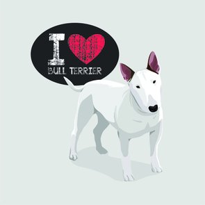 Placa Decorativa Cachorro Frase: "I Love Bull Terrier" Cinza Placa Decorativa Cachorro Frase: "I Love Bull Terrier" Cinza
