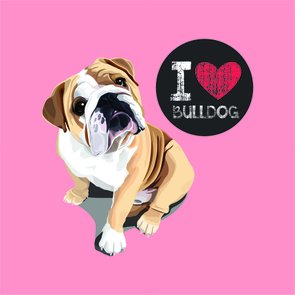 Placa Decorativa Cachorro Frase: "I Love Bulldog" Salmão Placa Decorativa Cachorro Frase: "I Love Bulldog" Salmão