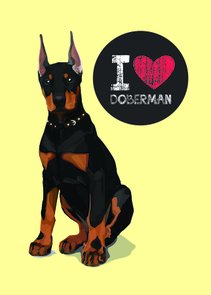 Placa Decorativa Cachorro Frase: "I Love Doberman" Amarelo Placa Decorativa Cachorro Frase: "I Love Doberman" Amarelo