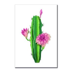 Placa Decorativa Cactus com Flores Placa Decorativa Cactus com Flores