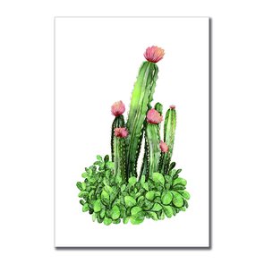 Placa Decorativa Cactus com Flores Placa Decorativa Cactus com Flores