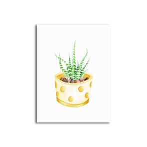 Placa Decorativa Cactus em Vaso Amarelo com Detalhes Placa Decorativa Cactus em Vaso Amarelo com Detalhes