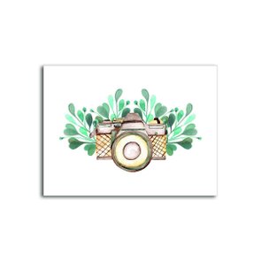 Placa Decorativa Câmera com Flores Placa Decorativa Câmera com Flores
