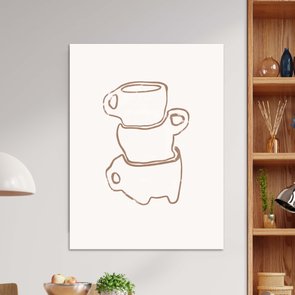 Placa Decorativa Canecas De Café Assimétricas Estilo Japandi Placa Decorativa Canecas De Café Assimétricas Estilo Japandi