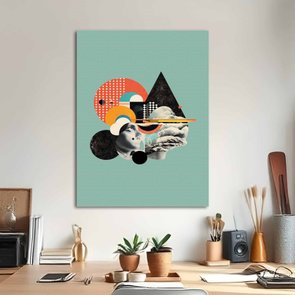 Placa Decorativa Colagem Abstrata Com Formas Geométricas Placa Decorativa Colagem Abstrata Com Formas Geométricas