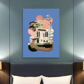 Placa Decorativa Colagem Abstrata De Casas Placa Decorativa Colagem Abstrata De Casas