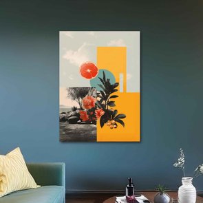 Placa Decorativa Colagem Abstrata paisagem Com Folhas Placa Decorativa Colagem Abstrata paisagem Com Folhas