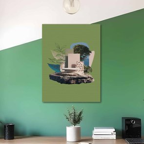 Placa Decorativa Colagem Abstrata Paisagem Formas Geométricas Placa Decorativa Colagem Abstrata Paisagem Formas Geométricas