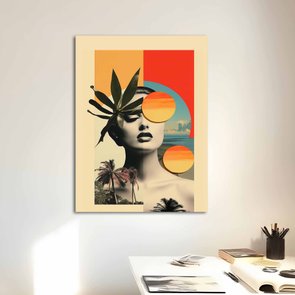 Placa Decorativa Colagem Abstrata Rosto Com Formas Geométricas Placa Decorativa Colagem Abstrata Rosto Com Formas Geométricas