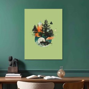 Placa Decorativa Colagem Abstrata Verde Com Natureza Placa Decorativa Colagem Abstrata Verde Com Natureza