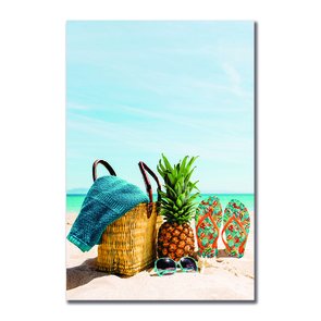 Placa Decorativa Coleção Mar Chinelo, Abacaxi E Bolsa De Praia Placa Decorativa Coleção Mar Chinelo, Abacaxi E Bolsa De Praia
