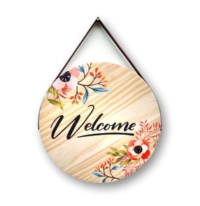 Placa Decorativa De Madeira Pinus Para Porta E Parede Welcome Placa Decorativa De Madeira Pinus Para Porta E Parede Welcome