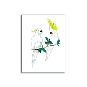 Placa Decorativa Duas Cacatuas em Galho Placa Decorativa Duas Cacatuas em Galho