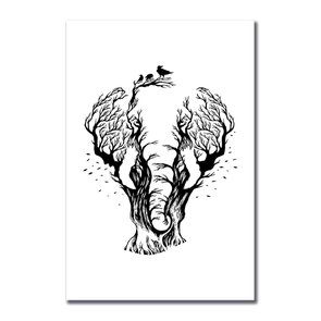 Placa Decorativa Elefante Abastrato com Pássaros Placa Decorativa Elefante Abastrato com Pássaros