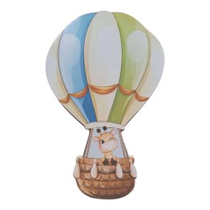 Placa Decorativa em Madeira de Pinus Balão de Ar Colorido Placa Decorativa em Madeira de Pinus Balão de Ar Colorido