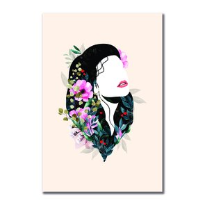 Placa Decorativa Face Mulher com Flores Placa Decorativa Face Mulher com Flores