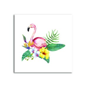 Placa Decorativa Flamingo com Flores Tropicais Placa Decorativa Flamingo com Flores Tropicais