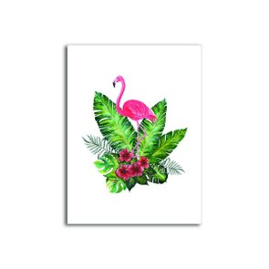 Placa Decorativa Flamingo Rosa em Folhas Tropicais Placa Decorativa Flamingo Rosa em Folhas Tropicais