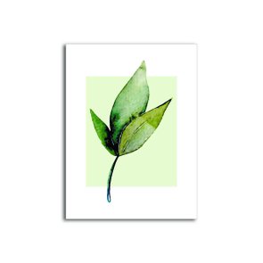 Placa Decorativa Folhas com Fundo Branco e Verde Placa Decorativa Folhas com Fundo Branco e Verde