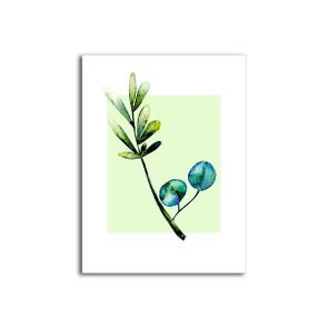 Placa Decorativa Ganho com Mirtilo e Fundo Branco e Verde Placa Decorativa Ganho com Mirtilo e Fundo Branco e Verde