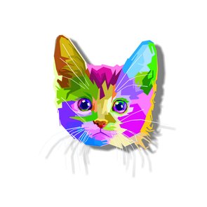 Placa Decorativa Gatinho Fofo Pop Art e Colorido Placa Decorativa Gatinho Fofo Pop Art e Colorido