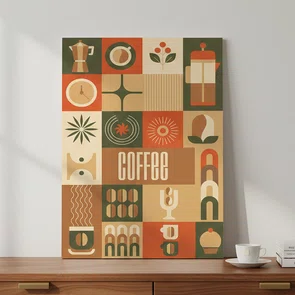 Placa Decorativa Geométrica Coffee Culture Estilo Modern Heritage