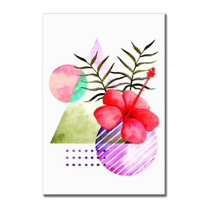 Placa Decorativa Geométrico Flor Vermelha Placa Decorativa Geométrico Flor Vermelha