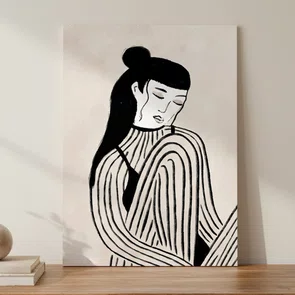 Placa Decorativa Ilustração Feminina Estilo Modern Heritage