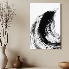 Placa Decorativa Inku Arte de Tinta Abstrata no Estilo Sumiê