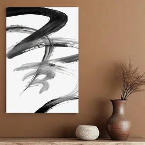 Placa Decorativa Inku Pintura de Tinta Abstrata no Estilo Sumiê