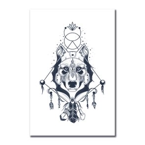 Placa Decorativa Lobo Boho Style Placa Decorativa Lobo Boho Style