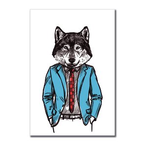 Placa Decorativa Lobo Hipster Placa Decorativa Lobo Hipster