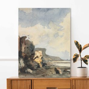 Placa Decorativa Paisagem Praia Rochosa Abstrata Vintage Placa Decorativa Paisagem Praia Rochosa Abstrata Vintage