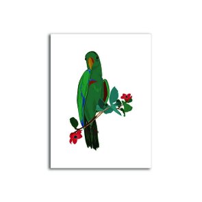 Placa Decorativa Papagaio em Galho com Flores Placa Decorativa Papagaio em Galho com Flores