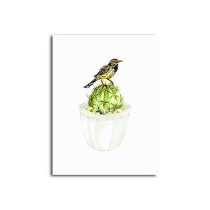 Placa Decorativa Pássaro Sobre Cactus Placa Decorativa Pássaro Sobre Cactus