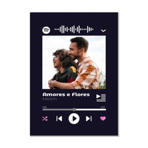Placa Decorativa Personalizada Interativa com Código QR do Spotify - Fundo Preto Placa Decorativa Personalizada Interativa com Código QR do Spotify - Fundo Preto