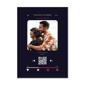 Placa Decorativa Personalizada Interativa com QR Code - Fundo Preto Placa Decorativa Personalizada Interativa com QR Code - Fundo Preto