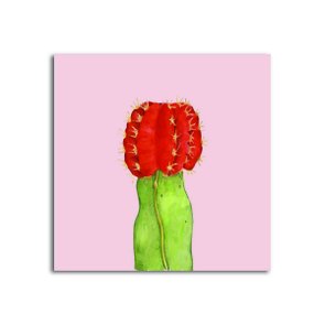 Placa Decorativa Planta Cactus com Flor Vermelha Placa Decorativa Planta Cactus com Flor Vermelha