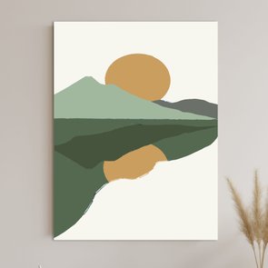 Placa Decorativa Por Do Sol Nas Montanhas Reflexo Do Lago Estilo Japandi Placa Decorativa Por Do Sol Nas Montanhas Reflexo Do Lago Estilo Japandi