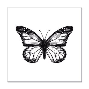 Placa Decorativa Preto e Branco Borboleta Placa Decorativa Preto e Branco Borboleta