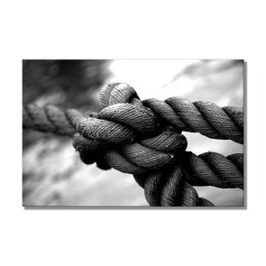 Placa Decorativa Preto e Branco Corda com Nó Placa Decorativa Preto e Branco Corda com Nó