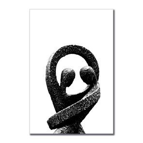 Placa Decorativa Preto e Branco Escultura de Pedra Casal Placa Decorativa Preto e Branco Escultura de Pedra Casal
