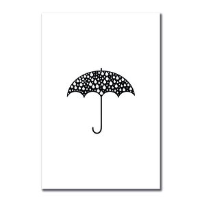 Placa Decorativa Preto e Branco Guarda-Chuvas com Gotas Placa Decorativa Preto e Branco Guarda-Chuvas com Gotas