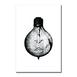 Placa Decorativa Preto e Branco Lâmpada Vintage Placa Decorativa Preto e Branco Lâmpada Vintage