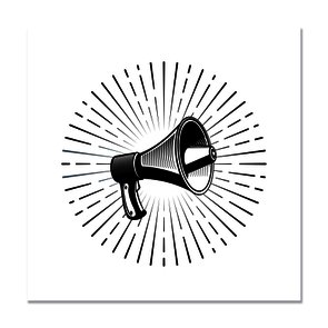 Placa Decorativa Preto e Branco Megafone Placa Decorativa Preto e Branco Megafone