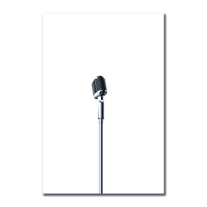 Placa Decorativa em Preto e Branco Microfone Antigo Vintage Placa Decorativa em Preto e Branco Microfone Antigo Vintage