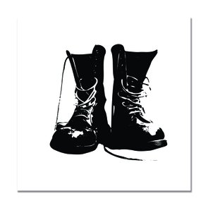 Placa Decorativa Preto e Branco Par de Botas Vintage Placa Decorativa Preto e Branco Par de Botas Vintage